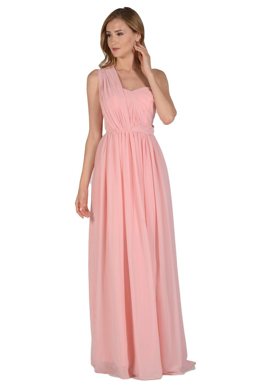 white christmas dresses Blush Pink Long Convertible Chiffon Dress by Poly USA Xs / Blush