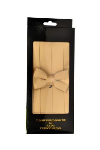 Boys Beige Cummerbund and Bow Tie Set-Boys Cummerbund-ABC Fashion