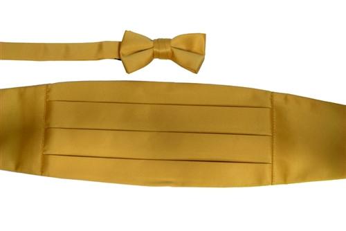 Boys Gold Cummerbund and Bow Tie Set-Boys Cummerbund-ABC Fashion