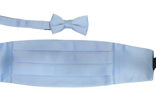 Boys Light Blue Cummerbund and Bow Tie Set-Boys Cummerbund-ABC Fashion