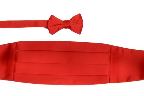 Boys Red Cummerbund and Bow Tie Set-Boys Cummerbund-ABC Fashion