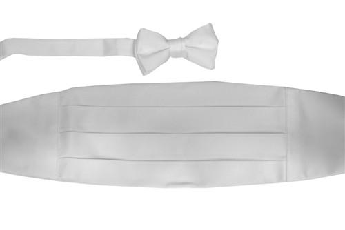 Boys White Cummerbund and Bow Tie Set-Boys Cummerbund-ABC Fashion