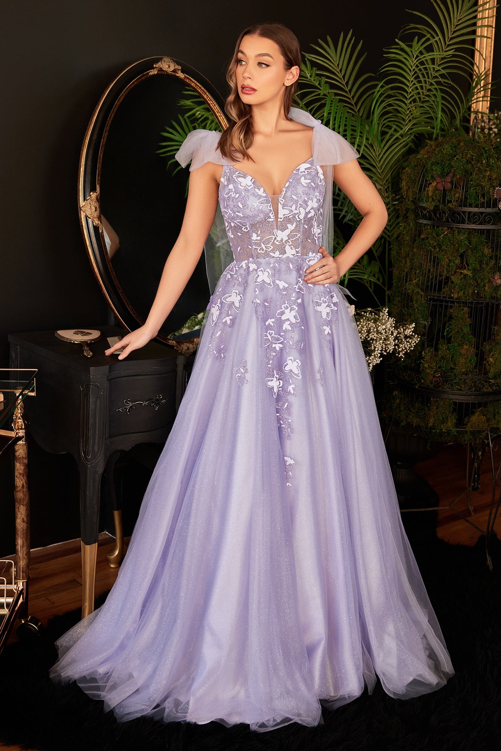 Butterfly Applique Tulle Gown by Ladivine CB097 Butterfly Applique Tulle Gown by Ladivine CB097