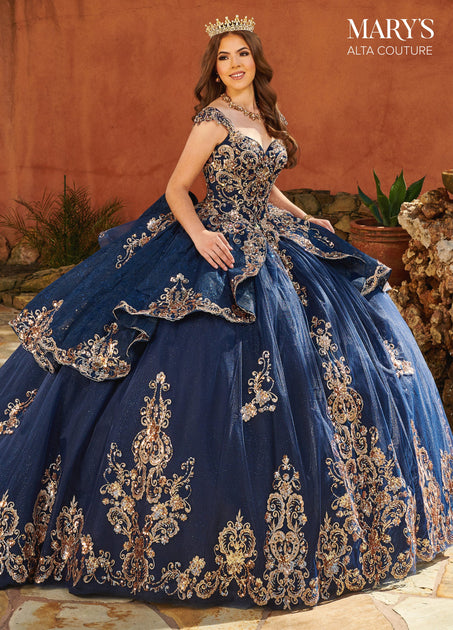 Black and sales blue quinceanera dresses