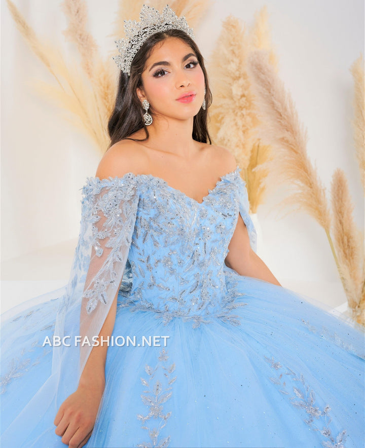 Cape Quinceanera Dress by House of Wu 26040C