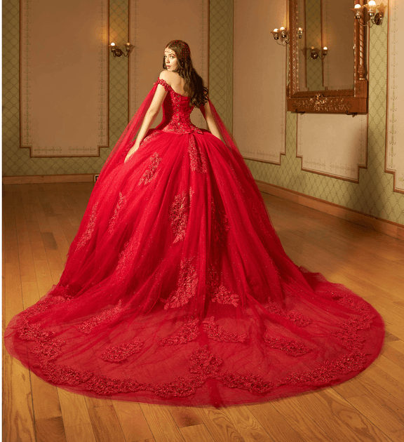 CAPE SLEEVE QUINCEANERA DRESS BY RAGAZZA D84-584