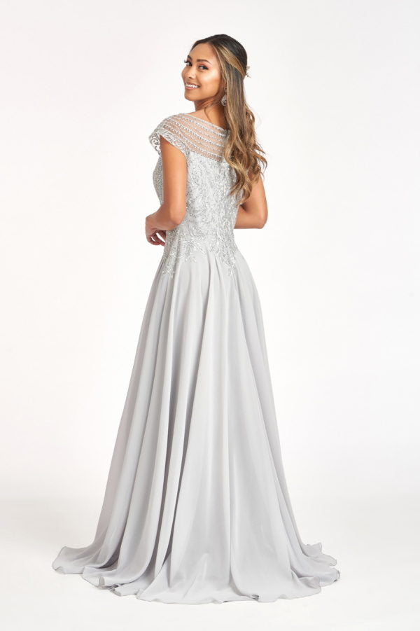 Embellished Cap Sleeve Chiffon Gown by Elizabeth K GL3065