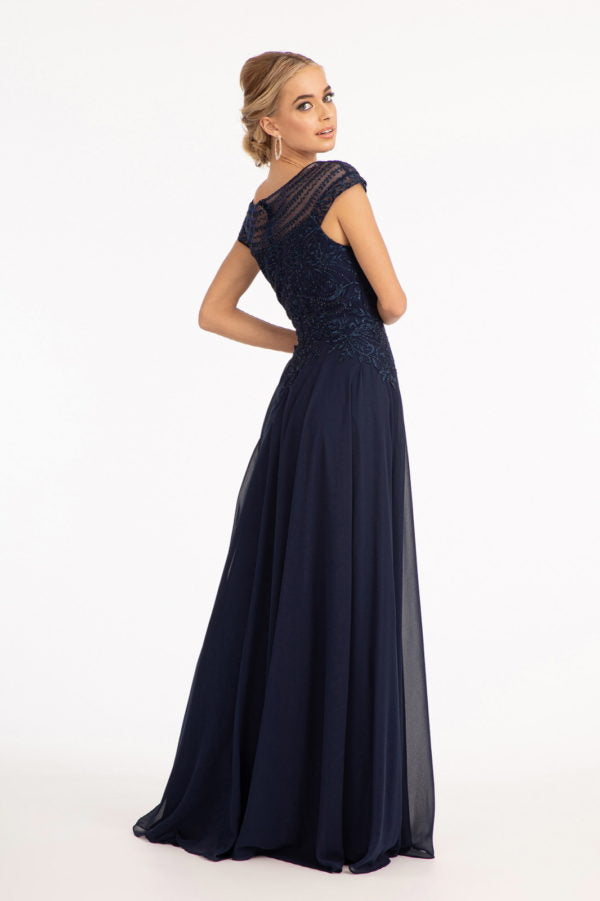 Embellished Cap Sleeve Chiffon Gown by Elizabeth K GL3065