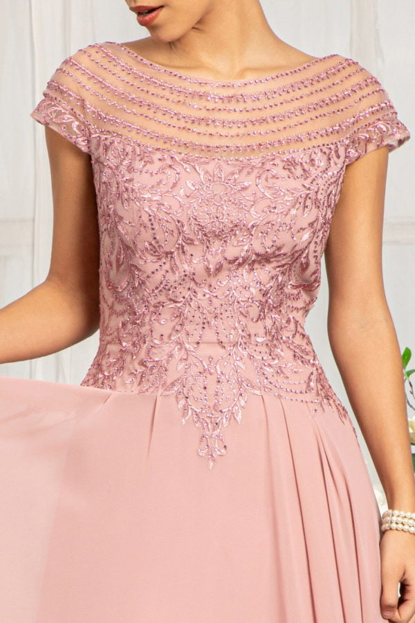 Embellished Cap Sleeve Chiffon Gown by Elizabeth K GL3065