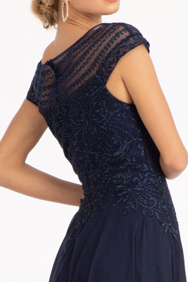 Embellished Cap Sleeve Chiffon Gown by Elizabeth K GL3065