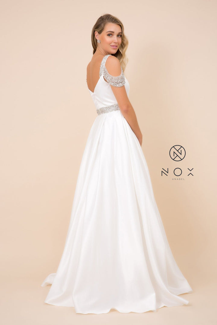 Embellished Cold Shoulder Long Sweetheart Dress by Nox Anabel R224