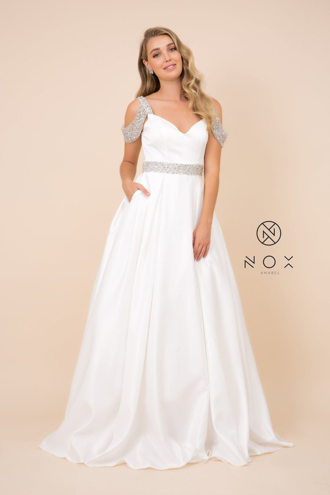 Embellished Cold Shoulder Long Sweetheart Dress by Nox Anabel R224