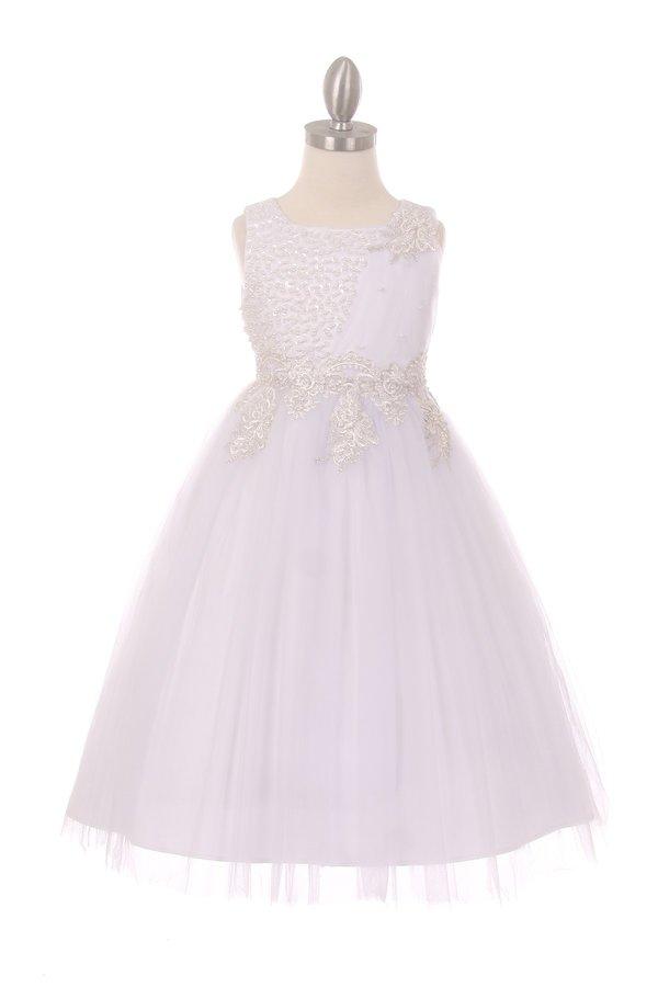 Embellished Girls Sleeveless Tulle Dress by Cinderella Couture 5009-Girls Formal Dresses-ABC Fashion