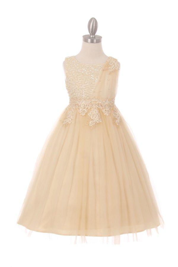 Embellished Girls Sleeveless Tulle Dress by Cinderella Couture 5009-Girls Formal Dresses-ABC Fashion
