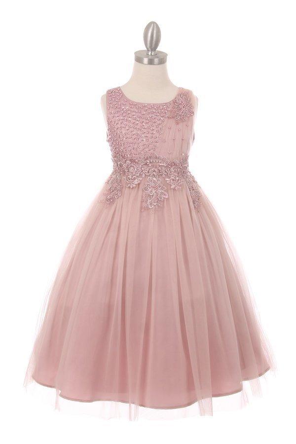 Embellished Girls Sleeveless Tulle Dress by Cinderella Couture 5009-Girls Formal Dresses-ABC Fashion