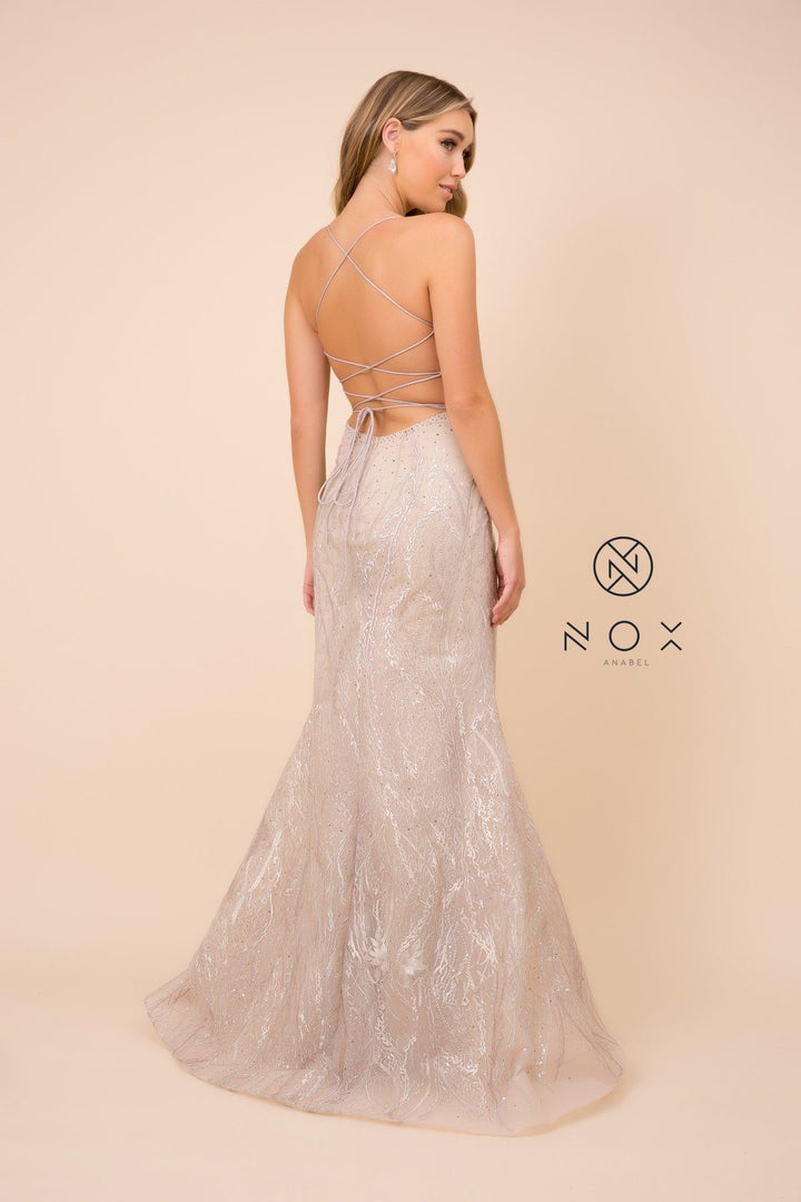 Embellished Mermaid Dress with Corset Back by Nox Anabel Y408