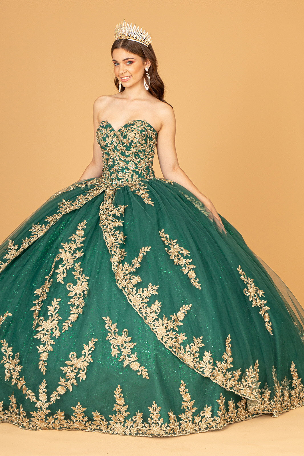 Embroidered Cape Ball Gown by Elizabeth K GL3016