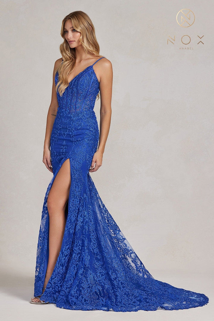 Embroidered Corset Mermaid Gown by Nox Anabel C1100