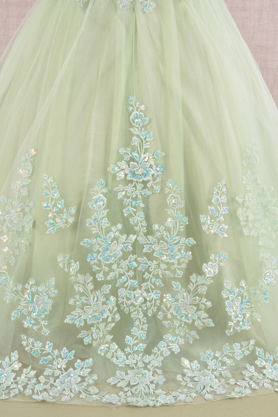 Embroidered Girls Cap Sleeve Gown by Elizabeth K GK108