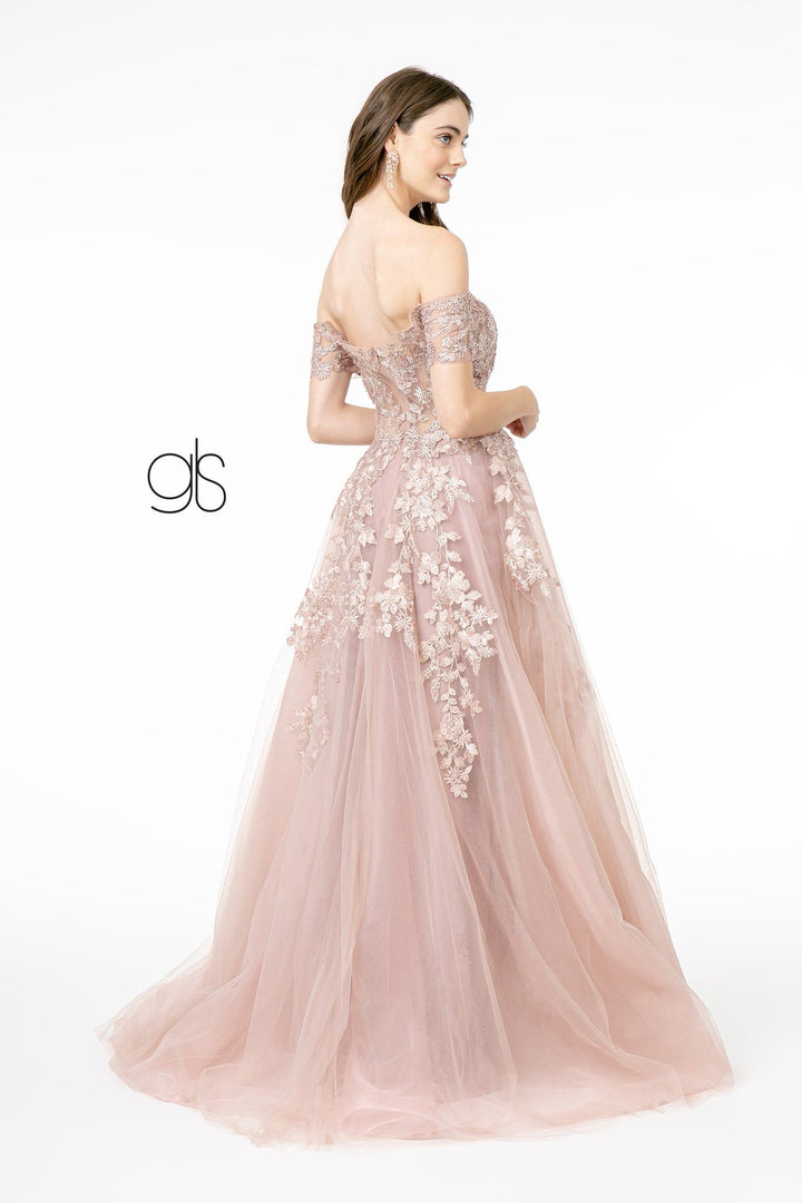 Embroidered Long Off Shoulder Dress by Elizabeth K GL2885