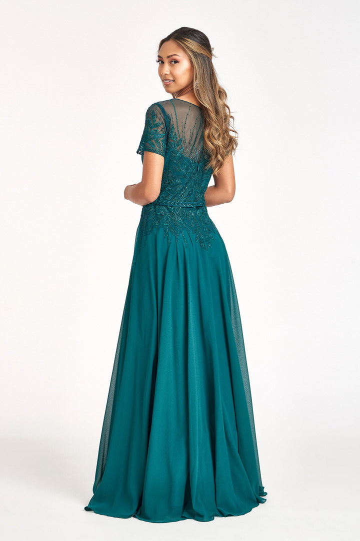 Embroidered Short Sleeve Gown by Elizabeth K GL3067