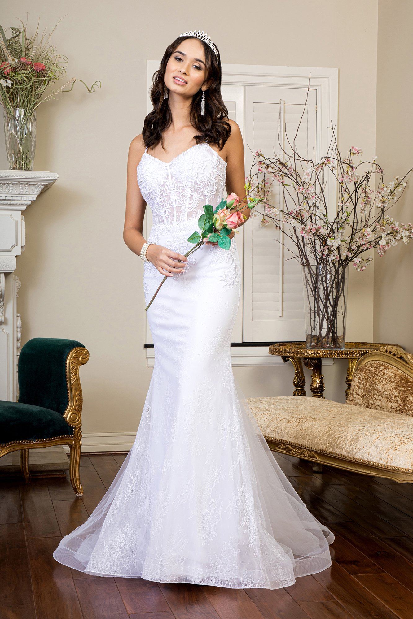 Fitted Corset Wedding Gown by Elizabeth K GL1947 3XL / White