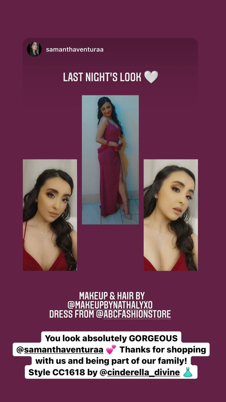 Fitted Lace-Up Glitter Gown by Cinderella Divine CC1618 - Outlet