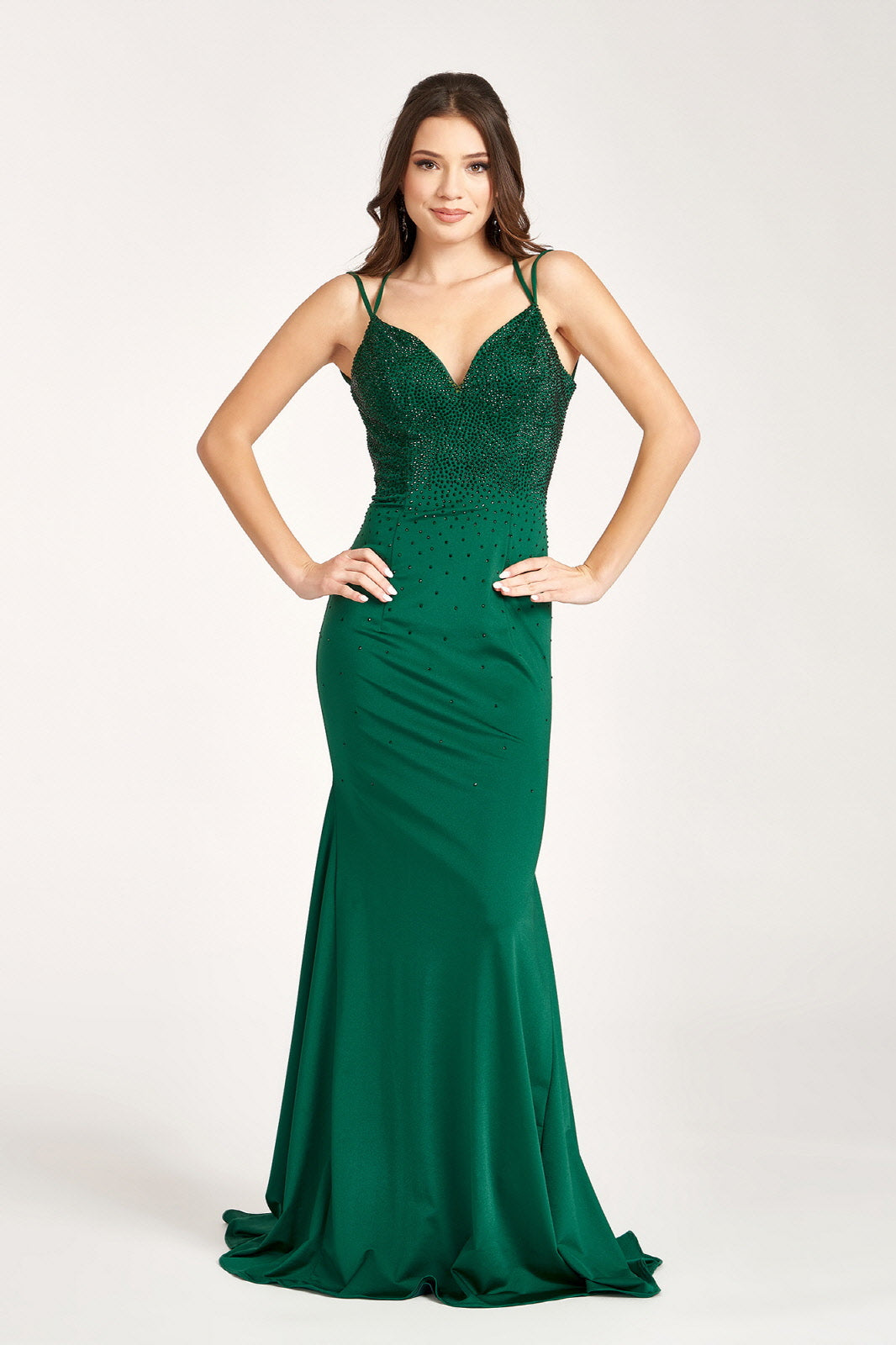 Fitted Lace-Up Rhinestone Gown by Elizabeth K GL3036  ABC Fashion