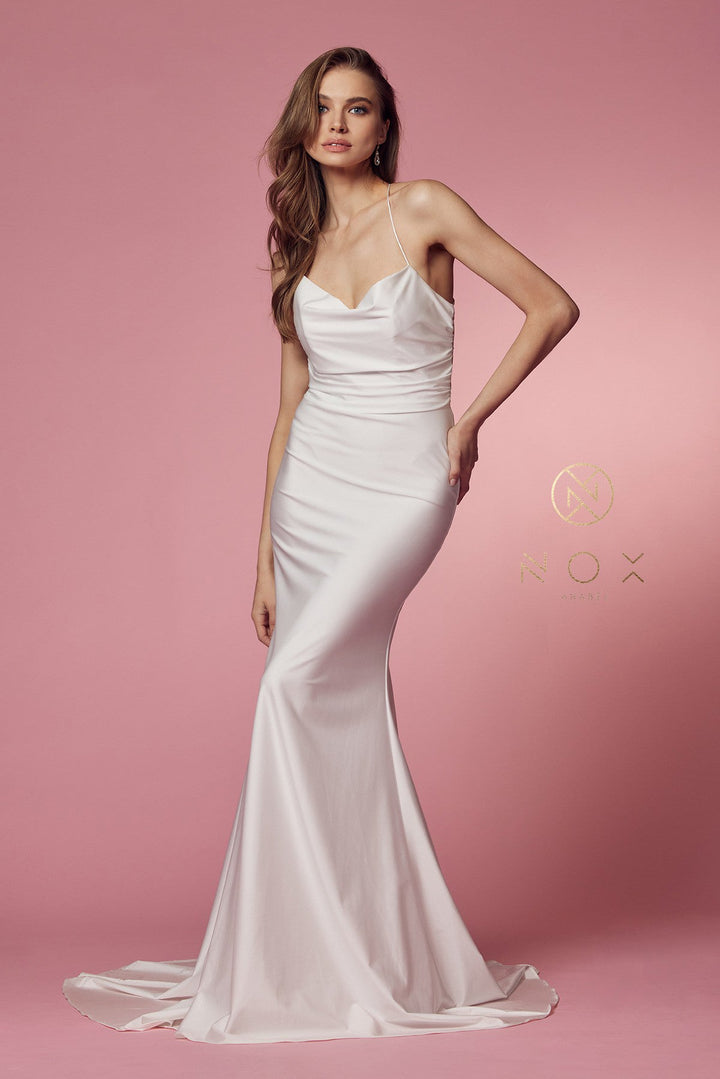 Fitted Long Cowl Neck Dress by Nox Anabel R472