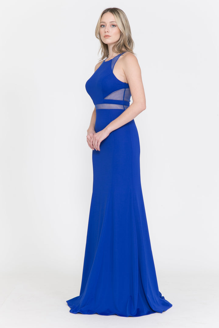 Fitted Long Illusion Cutout Dress by Poly USA 8054