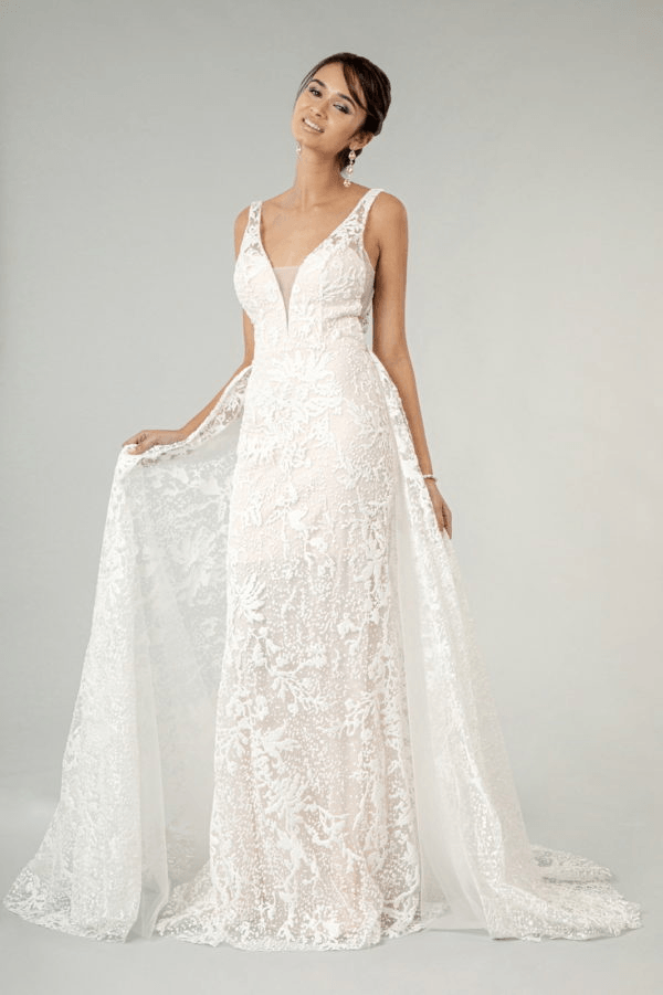 fitted lace wedding dress Custom Made Elegant Mermaid Wedding Dress – Illusion Neckline, Beaded – HER  SHOP