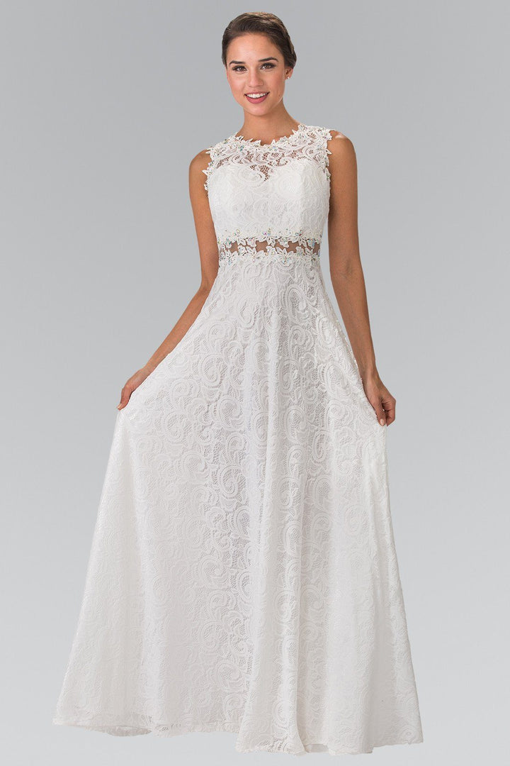 Floor Length Sleeveless Beaded Lace Dress by Elizabeth K GL1460-Long Formal Dresses-ABC Fashion