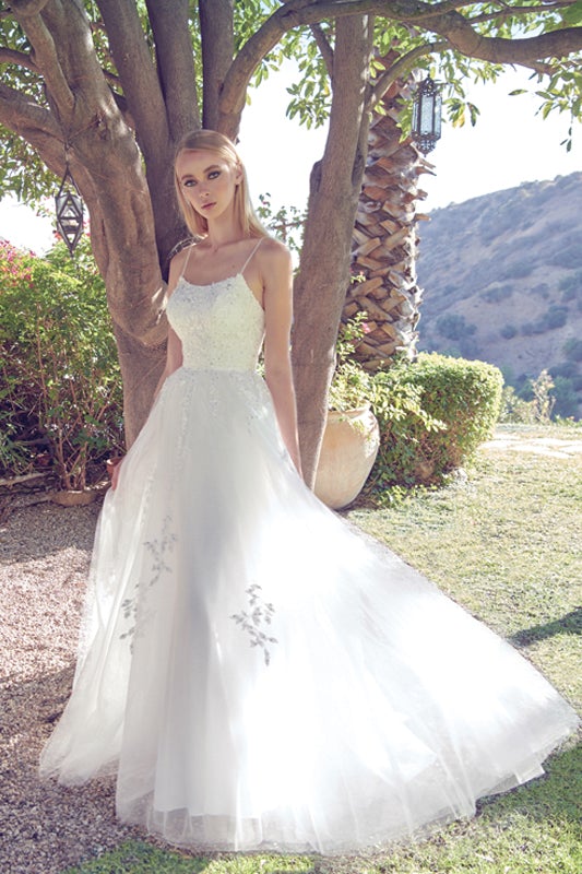 strapless open back dress Elegant Off One Shoulder Wedding Dress with Tulle - Floral Applique Wedding Gown - Open Back Wedding Dress Plus Size main image 0