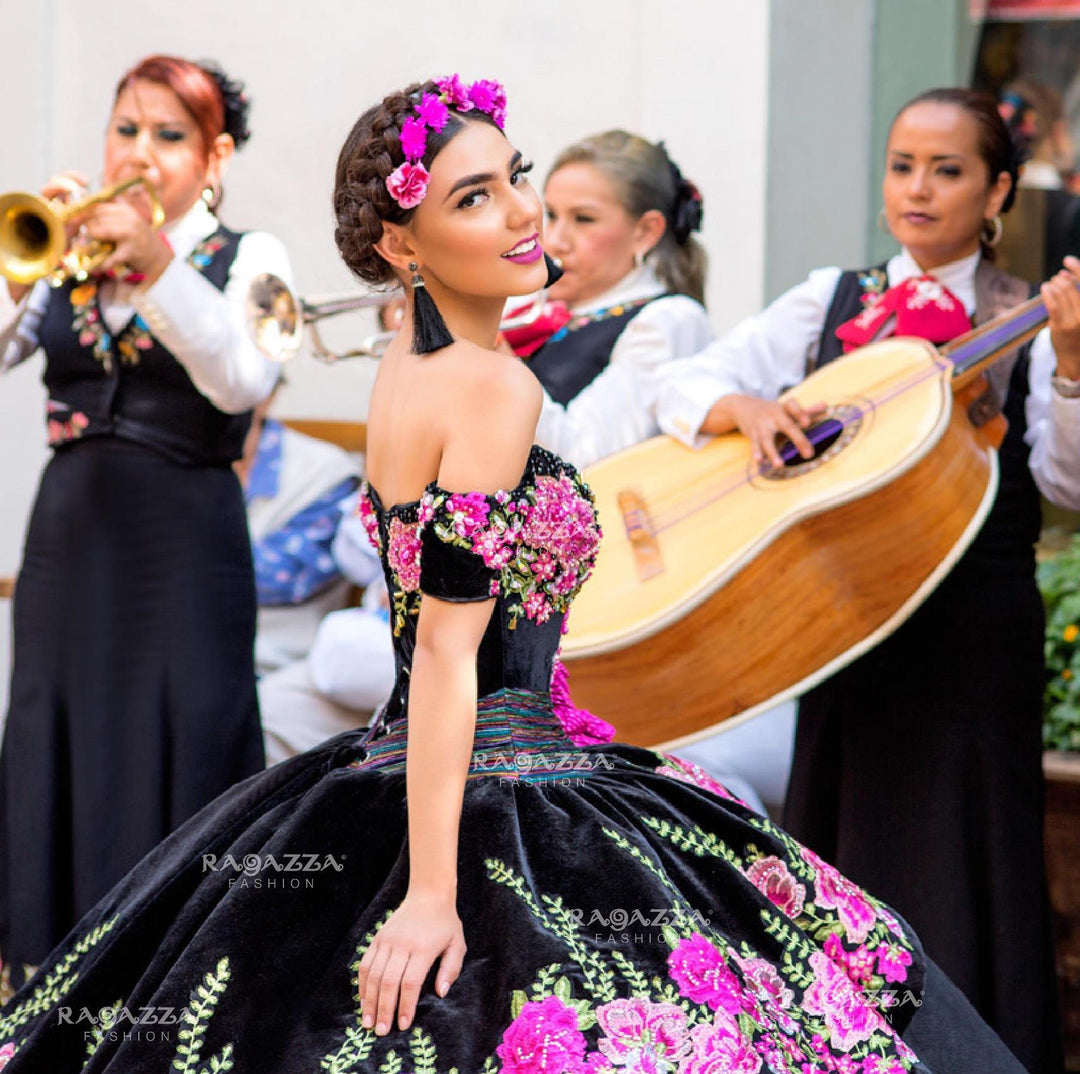 Floral Charro Quinceanera Dress by Ragazza Fashion MV15-115-Quinceanera Dresses-ABC Fashion