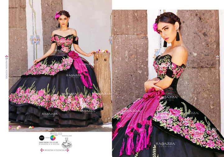 Floral Charro Quinceanera Dress by Ragazza Fashion MV15-115-Quinceanera Dresses-ABC Fashion