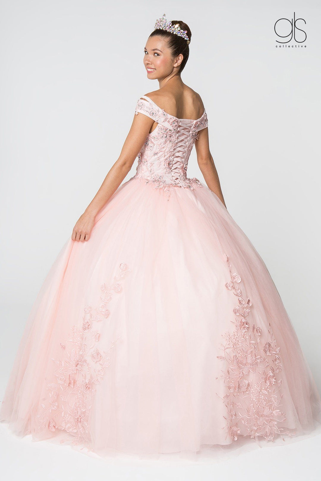 Floral Embroidered Off Shoulder Ball Gown by Elizabeth K GL2802-Quinceanera Dresses-ABC Fashion