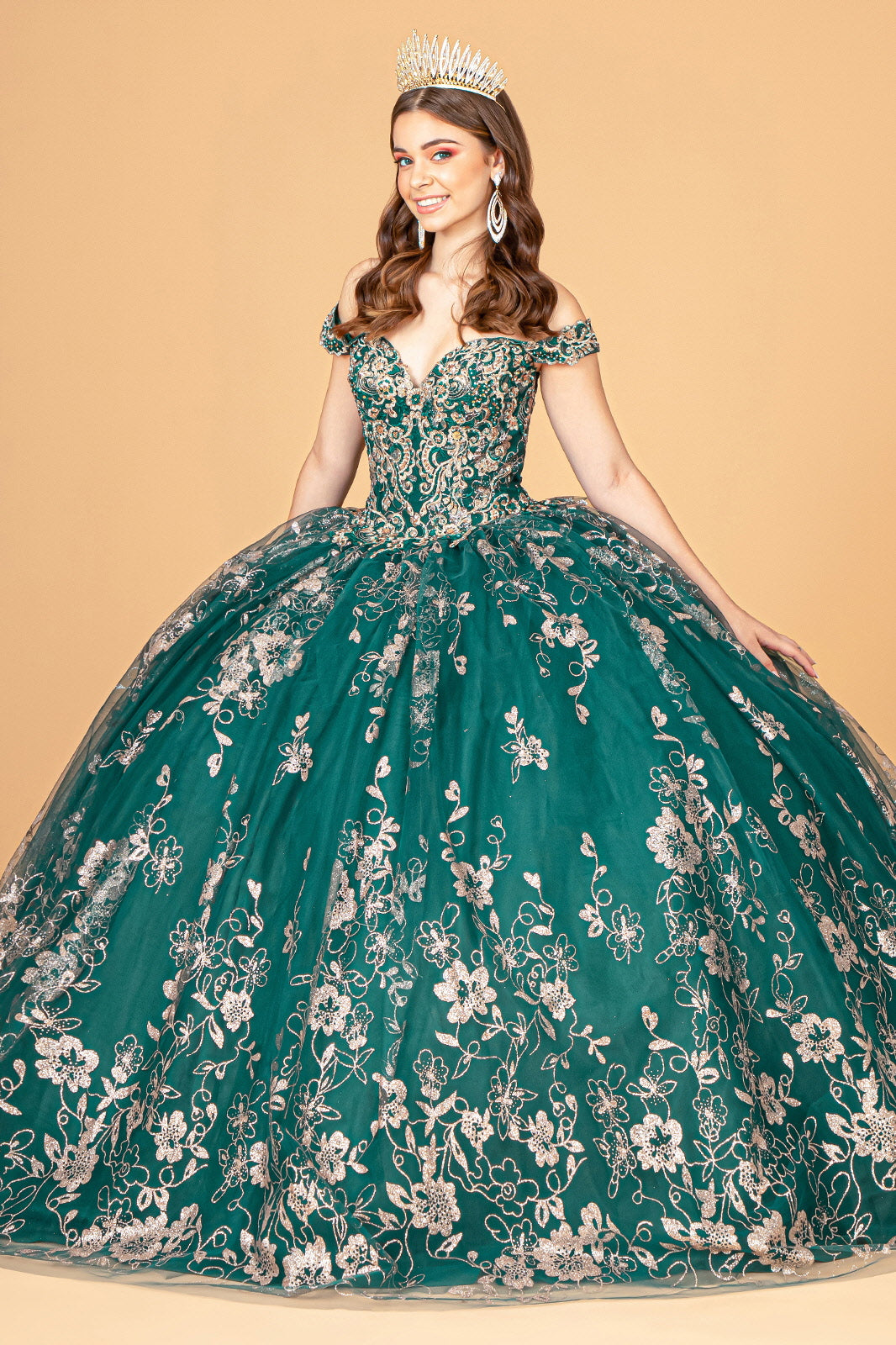 Floral Off Shoulder Ball Gown by Elizabeth K GL3074 – ABC Fashion