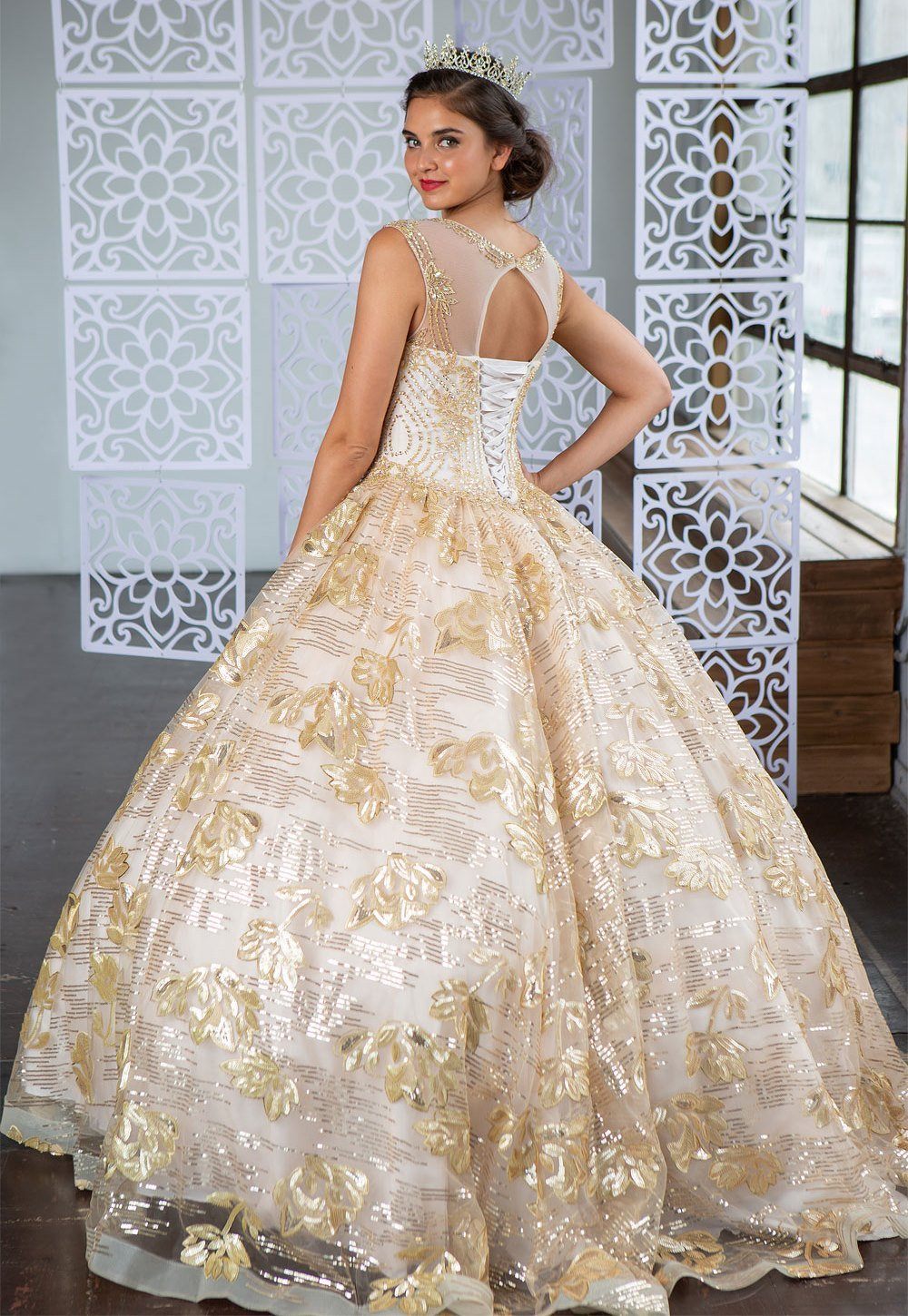 Floral Sequin Illusion Quinceanera Dress by Calla KY77239X-Quinceanera Dresses-ABC Fashion