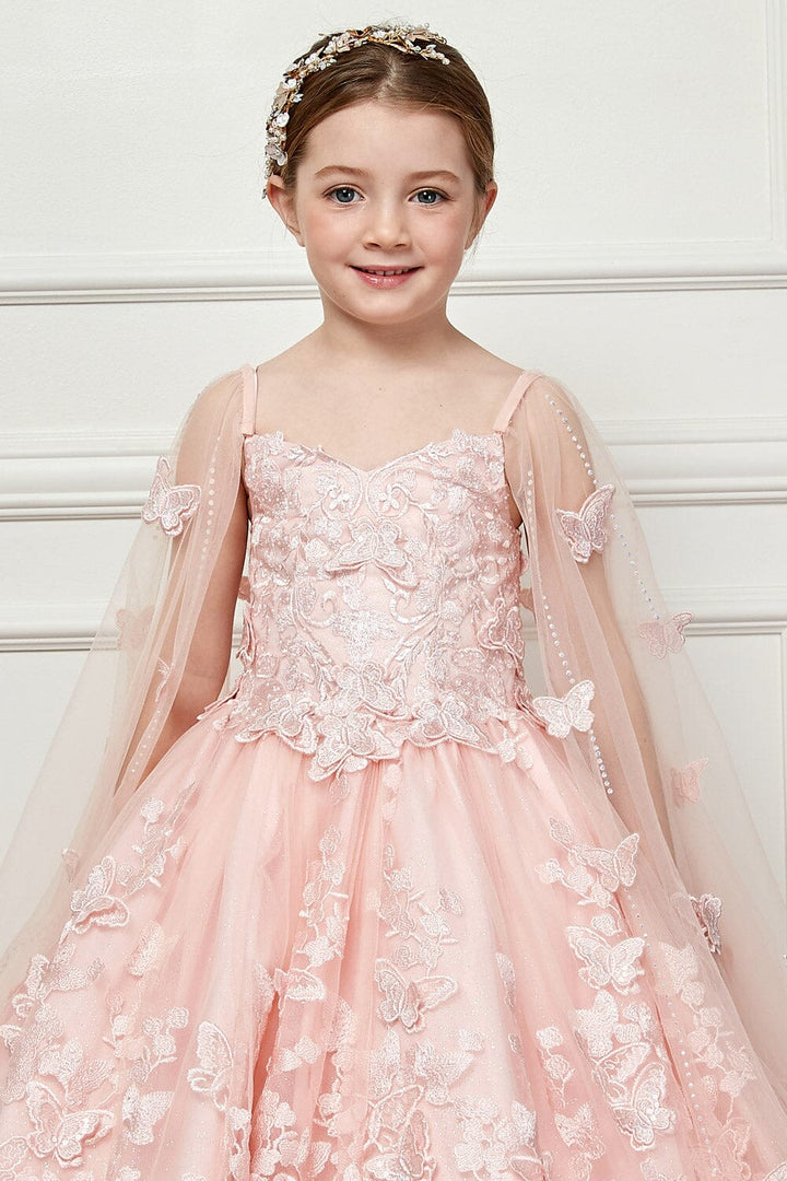 Girls 3D Butterfly Cape Ball Gown by Petite Adele PK1001