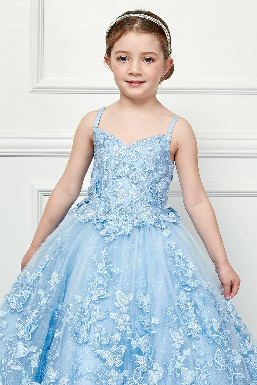 Girls 3D Butterfly Cape Ball Gown by Petite Adele PK1001