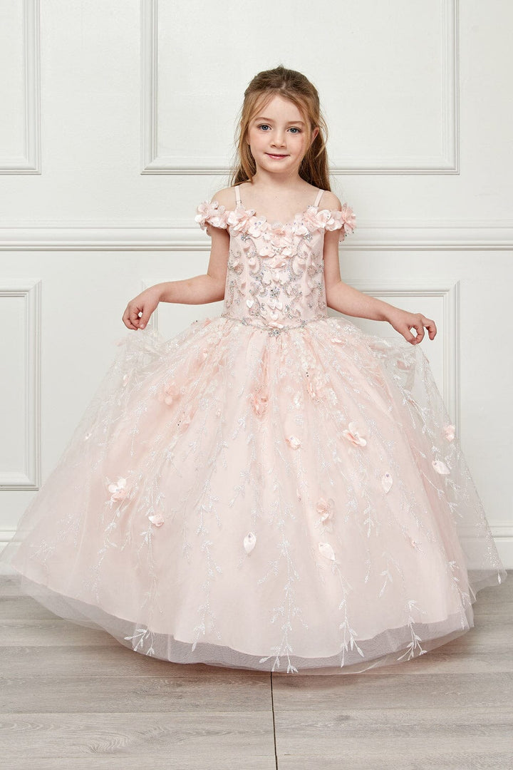 Girls 3D Floral Cloak Ball Gown by Petite Adele PK1004