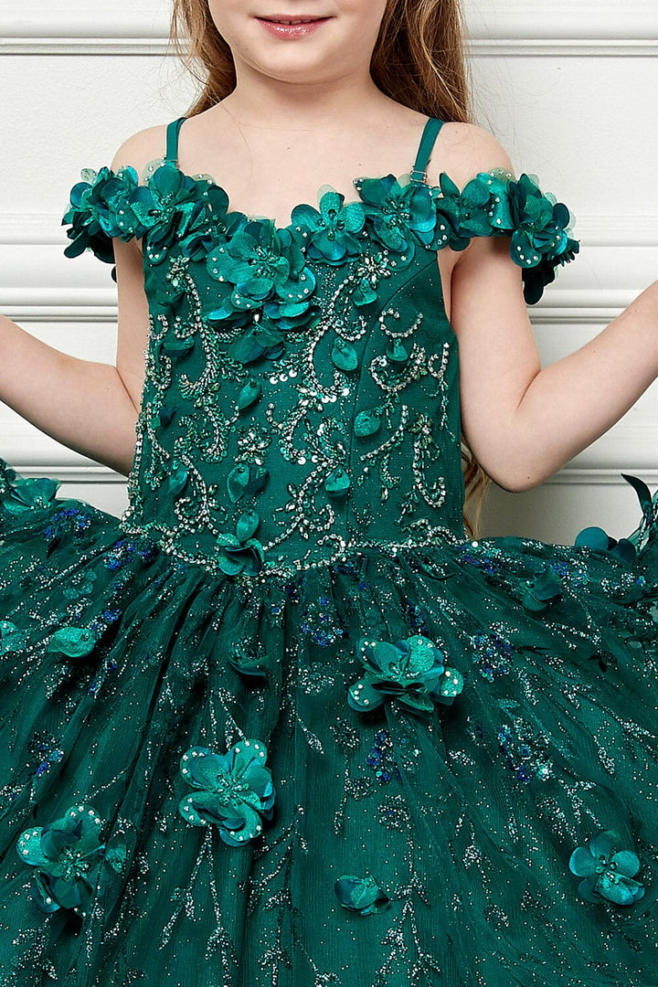 Girls 3D Floral Cloak Ball Gown by Petite Adele PK1004