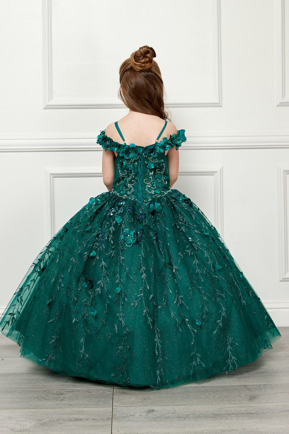 Girls 3D Floral Cloak Ball Gown by Petite Adele PK1004