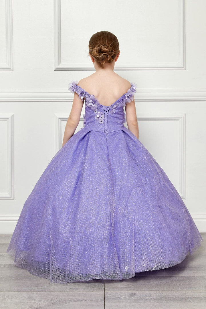 Girls 3D Floral Glitter Cloak Ball Gown by Petite Adele PK1002