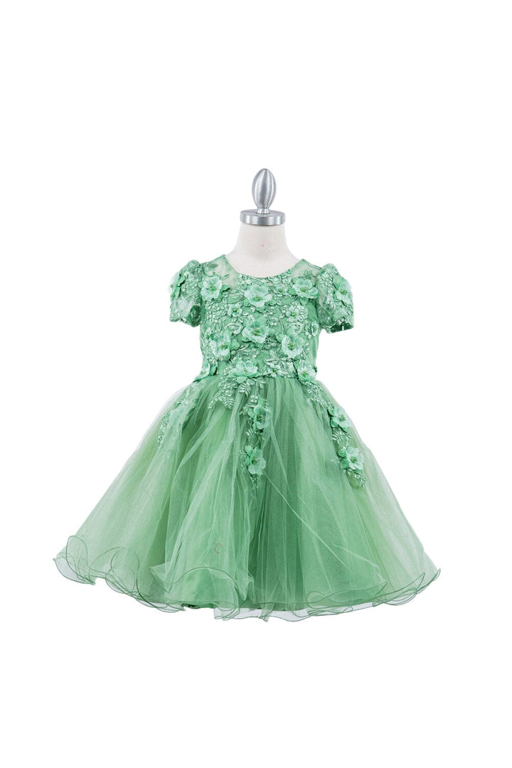 Girls 3D Floral Short Sleeve Dress by Cinderella Couture 9133