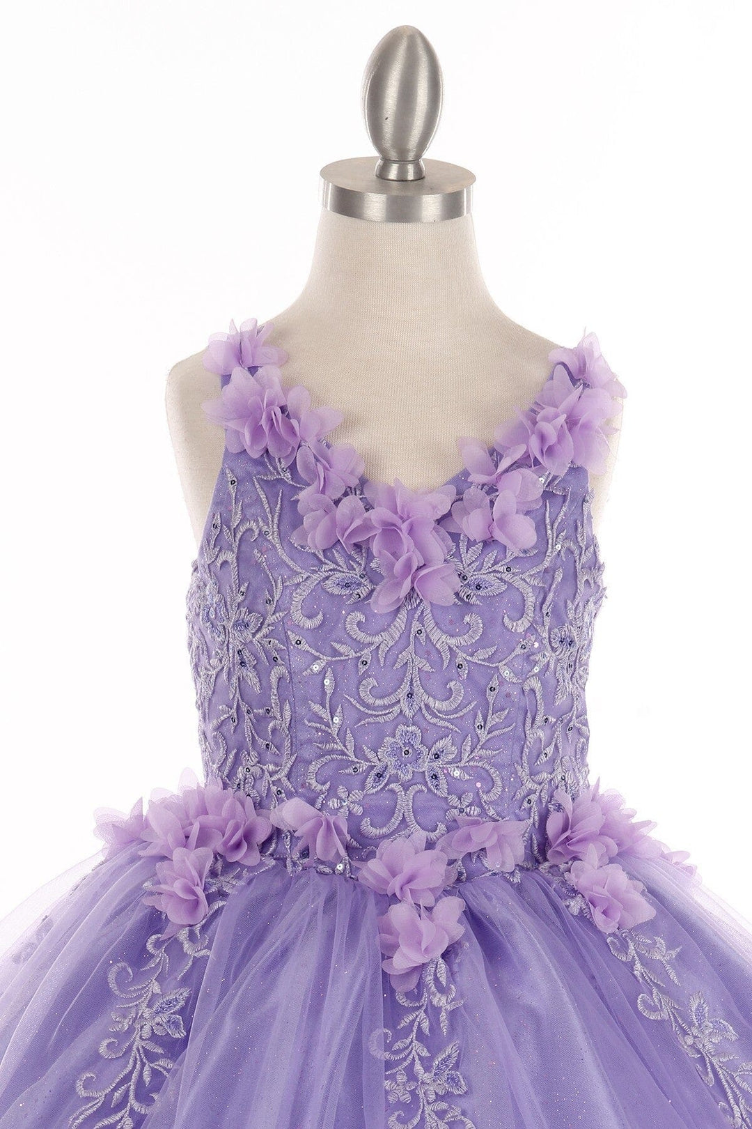 Girls 3D Floral V-Neck Ball Gown by Cinderella Couture 8025