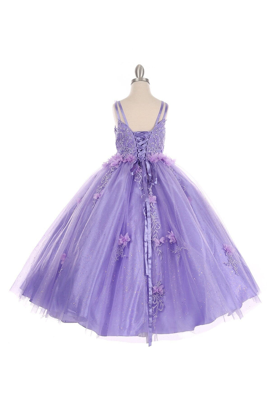 Girls 3D Floral V-Neck Ball Gown by Cinderella Couture 8025