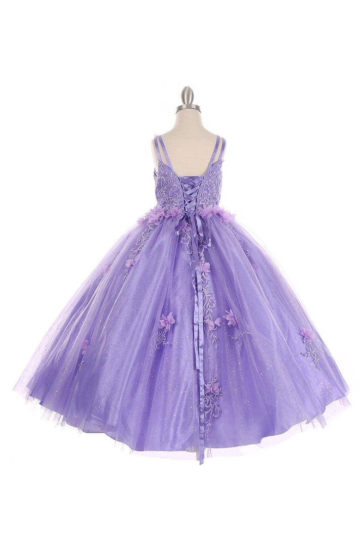 Girls 3D Floral V-Neck Ball Gown by Cinderella Couture 8025