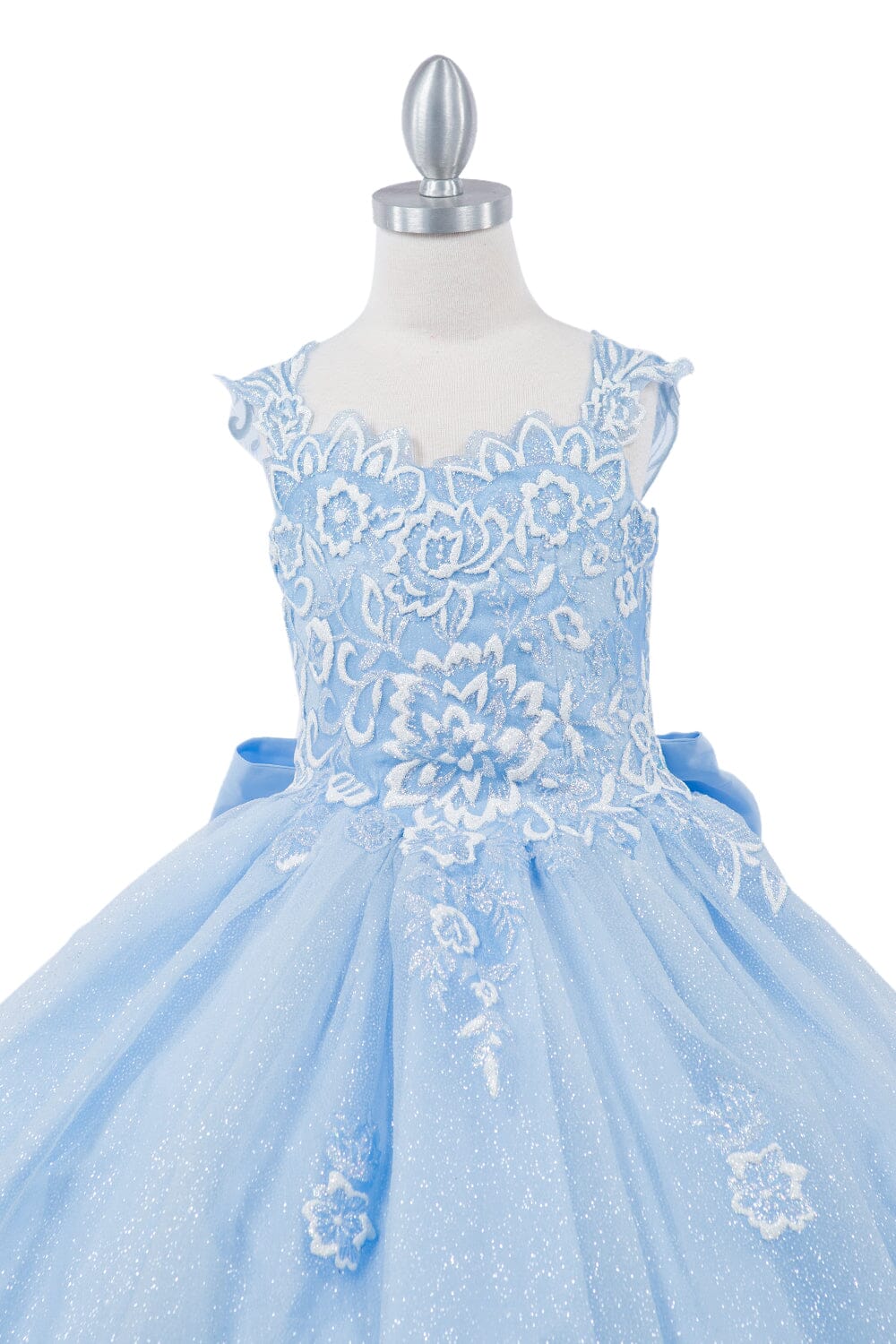 Girls Applique Cap Sleeve Gown by Cinderella Couture 5116