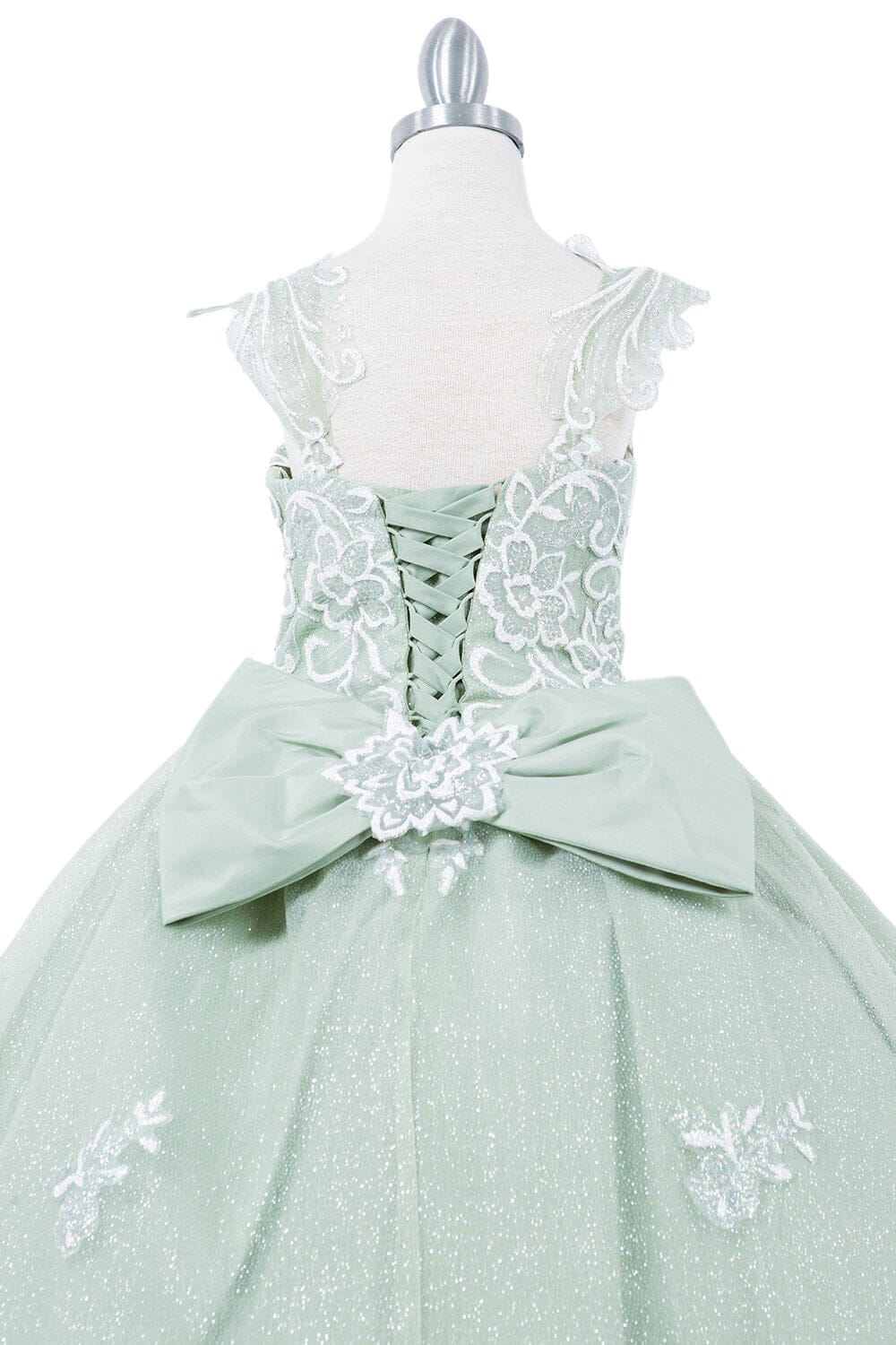Girls Applique Cap Sleeve Gown by Cinderella Couture 5116